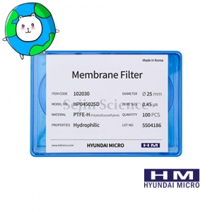 세진과학,현대마이크로 멤브레인 필터 PTFE-H 25mm 100/pk HP045025D Membrane Filter