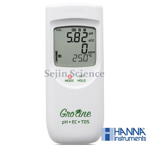 세진과학,한나 pH/전도도 EC/TDS/온도 측정기 Waterproof GroLine HI 9814 HANNA HI9814